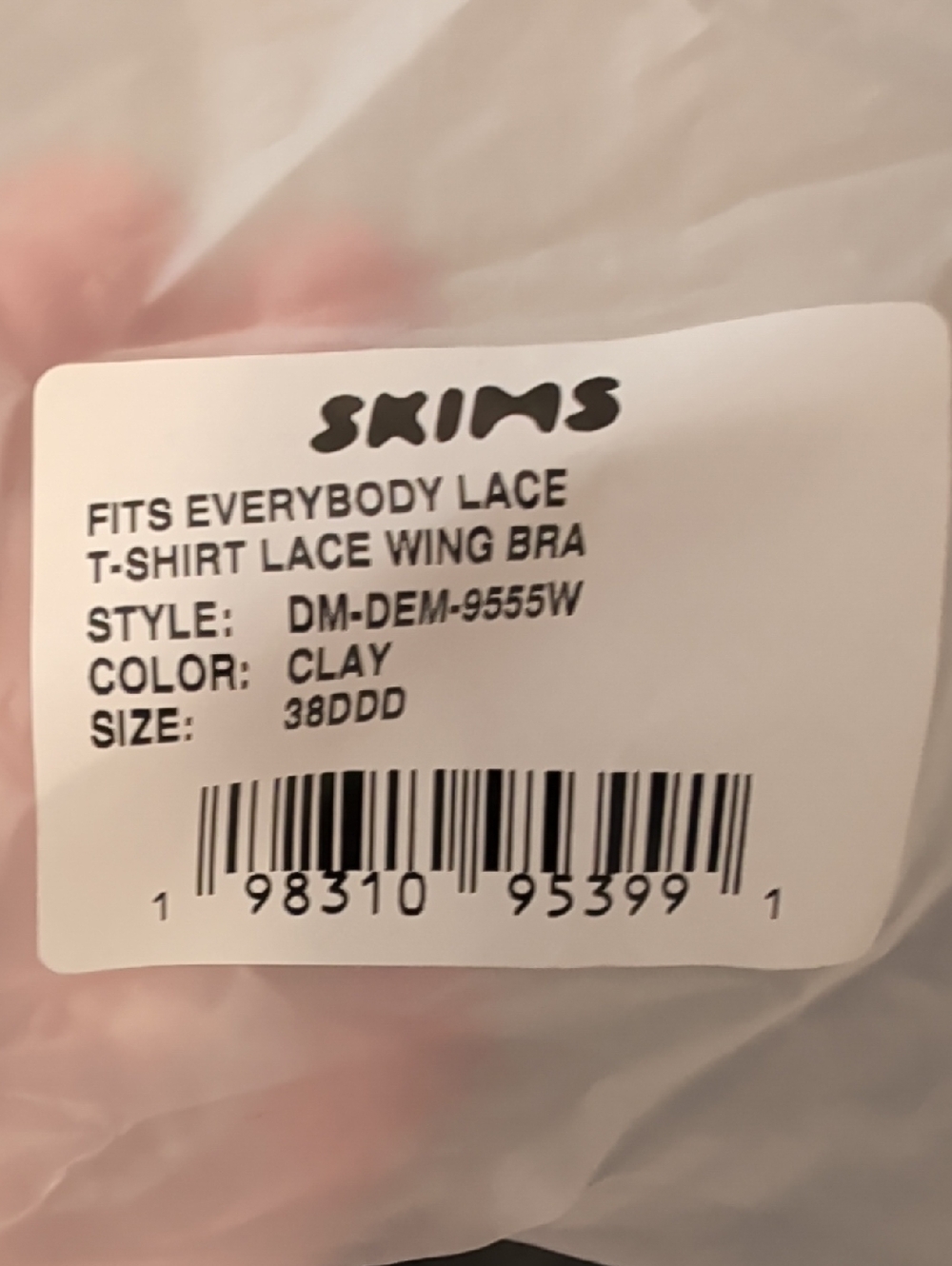 SKIMS Fits Everybody Lace T-Shirt Lace Wing Bra NWT - Picture 5 of 5